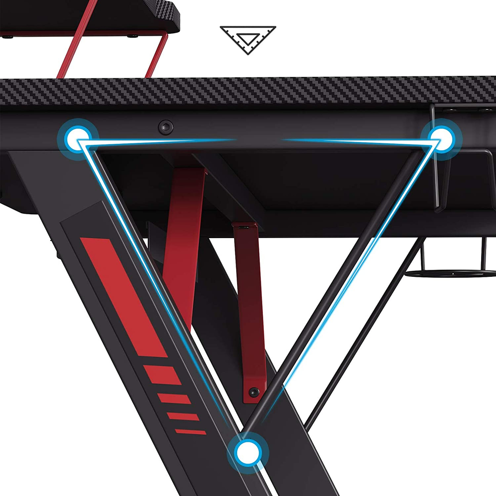 Gaming asztal monitor állvánnyal (116 x 60 x 75 cm, fekete-piros